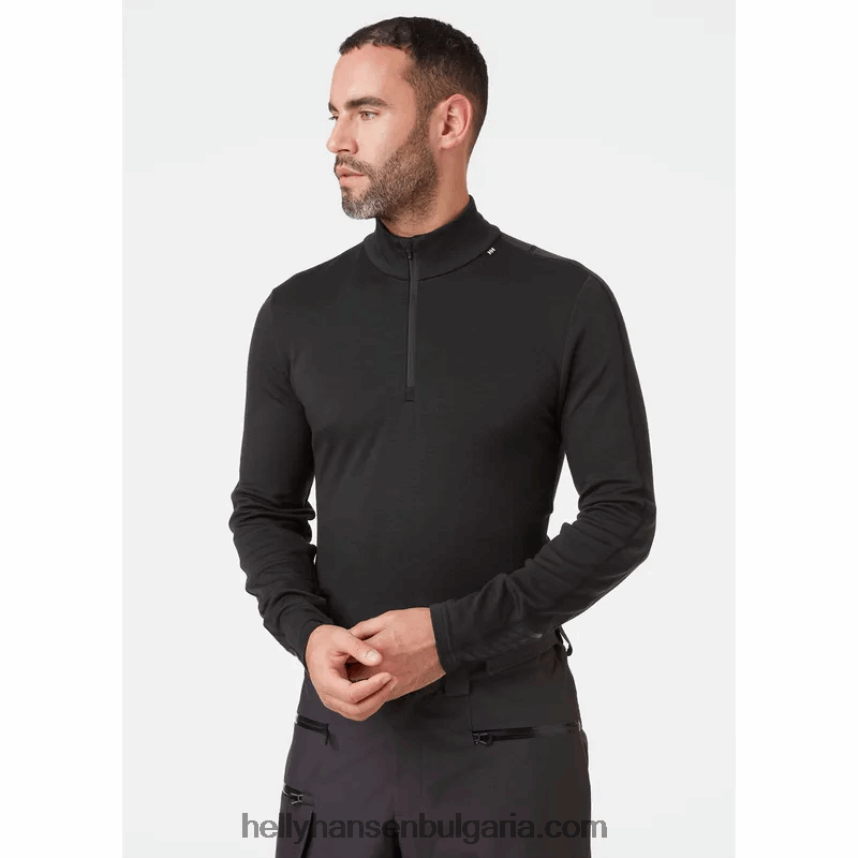 мъже мъжки лифа мериносови леки 2-в-1 основен слой с половин цип 80V22D1092 дълбок фиорд Helly-Hansen