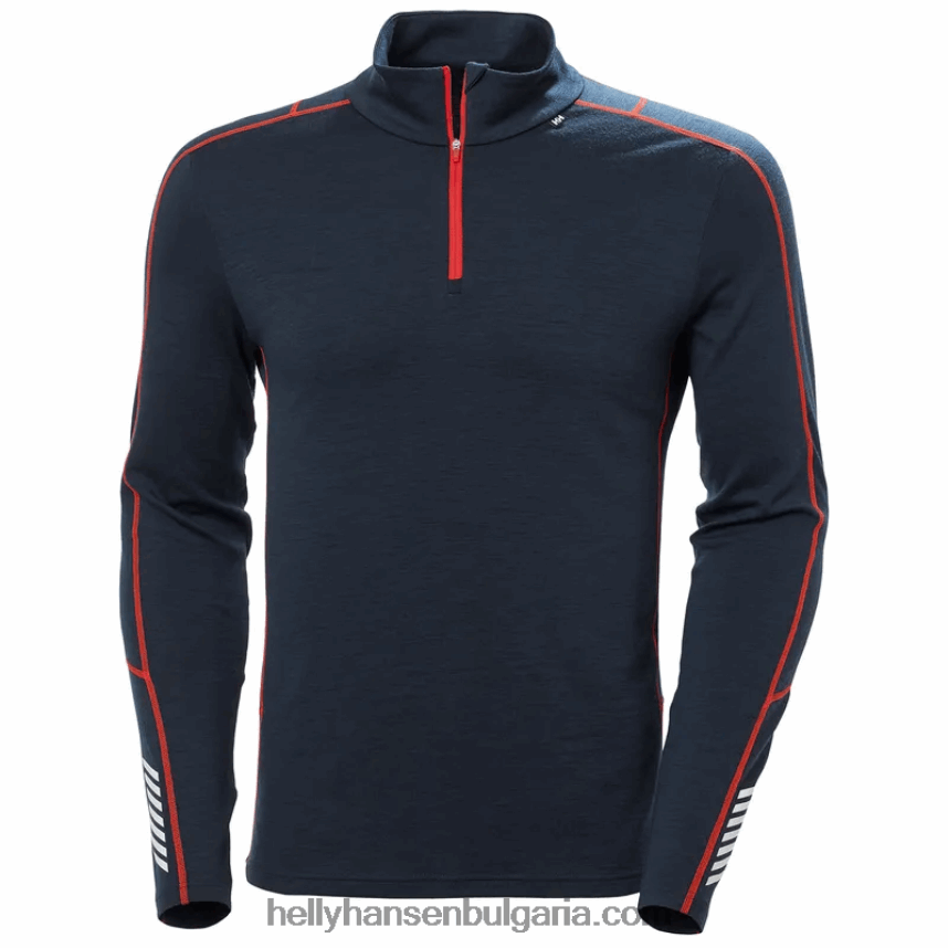 мъже мъжки лифа мериносови леки 2-в-1 основен слой с половин цип 80V22D1093 черен Helly-Hansen