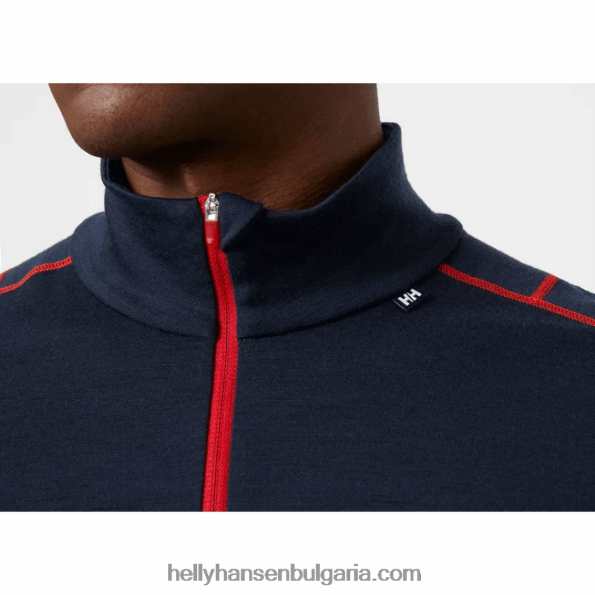 мъже мъжки лифа мериносови леки 2-в-1 основен слой с половин цип 80V22D1093 черен Helly-Hansen