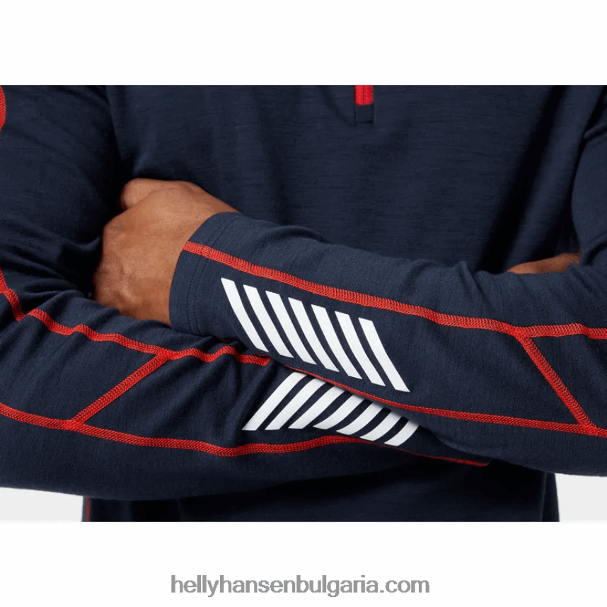 мъже мъжки лифа мериносови леки 2-в-1 основен слой с половин цип 80V22D1093 черен Helly-Hansen