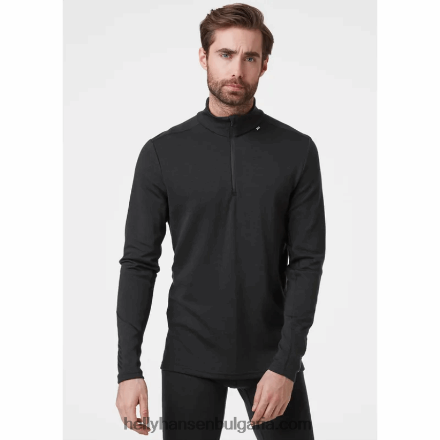 мъже мъжки лифа мериносов среден слой с половин цип основен слой 80V22D1085 дълбок фиорд Helly-Hansen