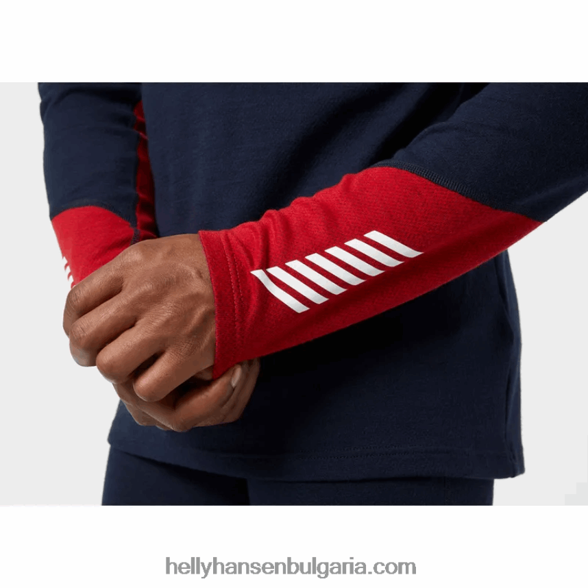 мъже мъжки лифа мериносов среден слой с половин цип основен слой 80V22D1086 черен Helly-Hansen