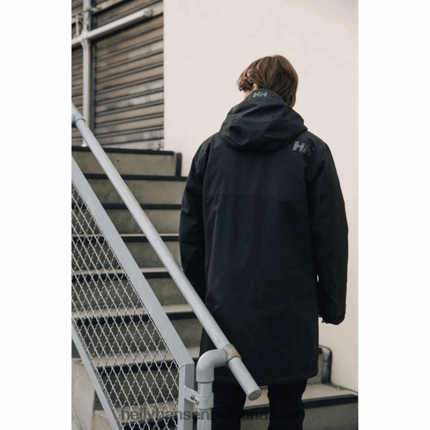 мъже мъжки такелаж изолиран дъждобран 80V22D235 черен Helly-Hansen