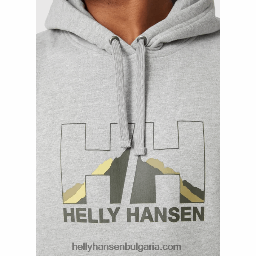мъже мъжки суичър с качулка с графика nord 80V22D785 дълбок фиорд Helly-Hansen