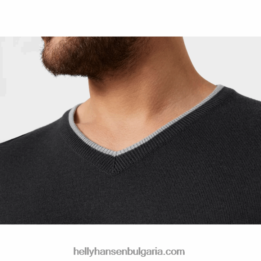 мъже мъжки пуловер от арктически меринос 80V22D812 военноморски бурги Helly-Hansen