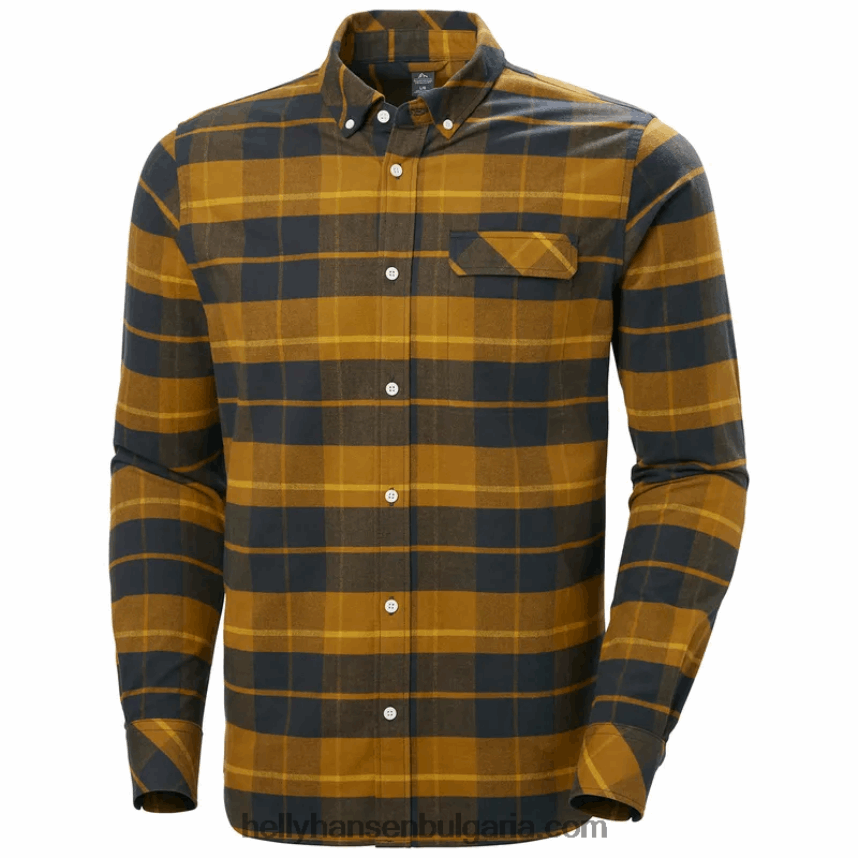 мъже мъжка класическа карирана риза с дълъг ръкав 80V22D1011 синя мъгла мн Helly-Hansen