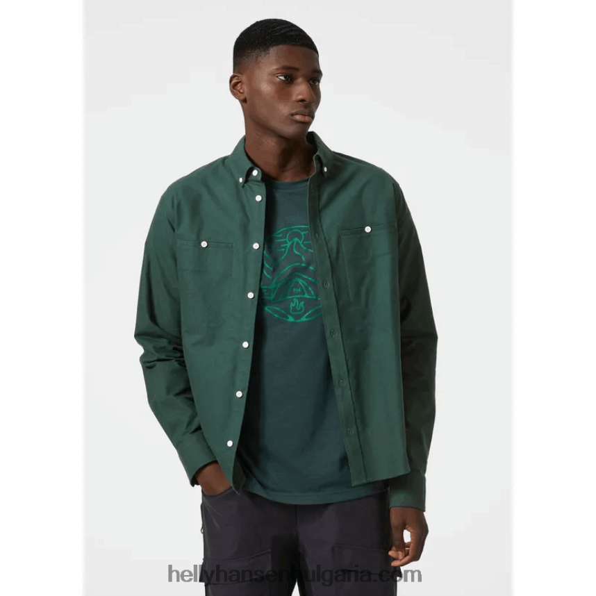 мъже мъжка фланелена риза от органичен памук 80V22D1014 меко сиво Helly-Hansen