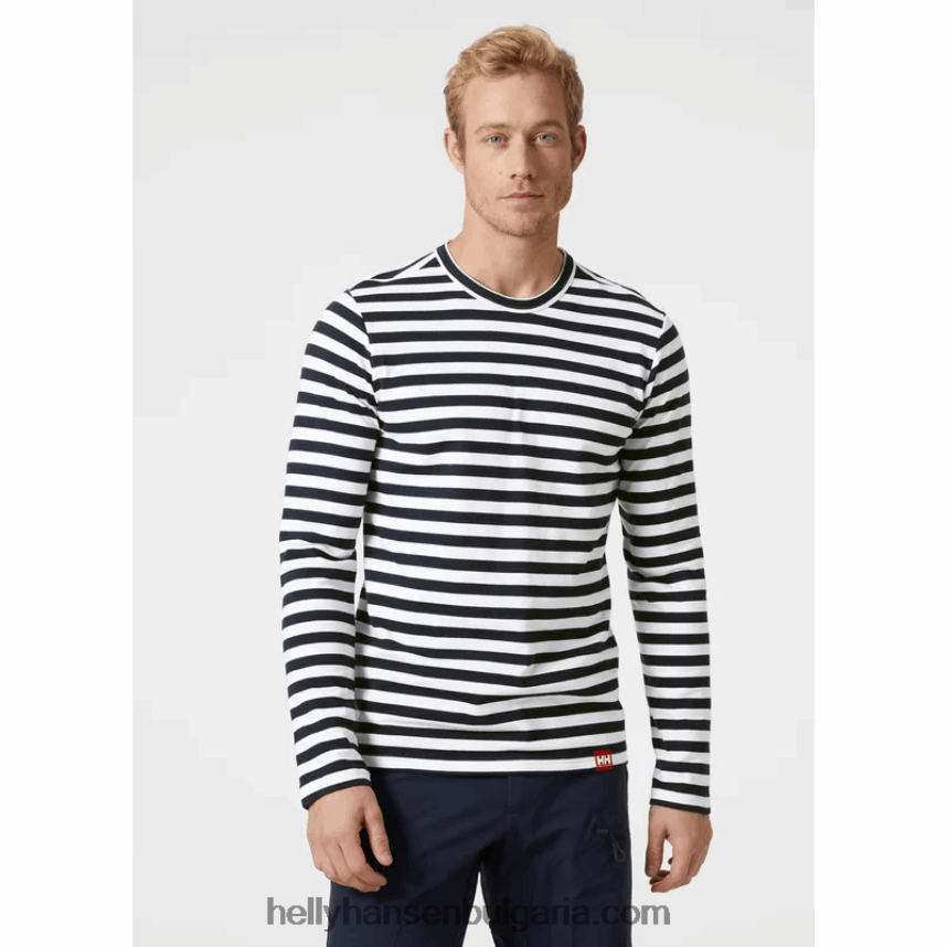 мъже мъжка памучна тениска с дълъг ръкав Arctic Ocean 80V22D938 дълбок фиорд Helly-Hansen