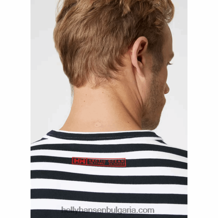 мъже мъжка памучна тениска с дълъг ръкав Arctic Ocean 80V22D938 дълбок фиорд Helly-Hansen