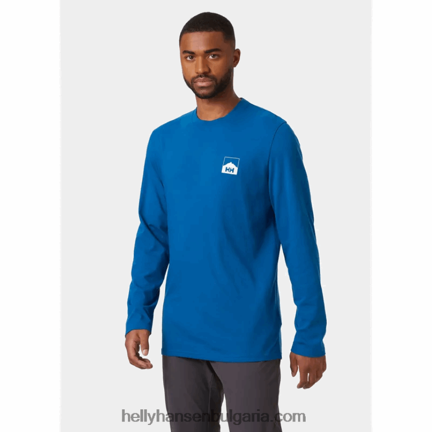 мъже мъжка тениска с дълъг ръкав с графика Nord 80V22D910 военноморски флот Helly-Hansen