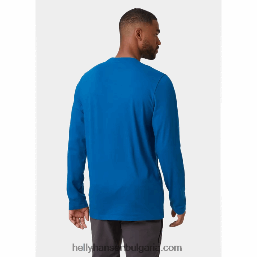 мъже мъжка тениска с дълъг ръкав с графика Nord 80V22D910 военноморски флот Helly-Hansen