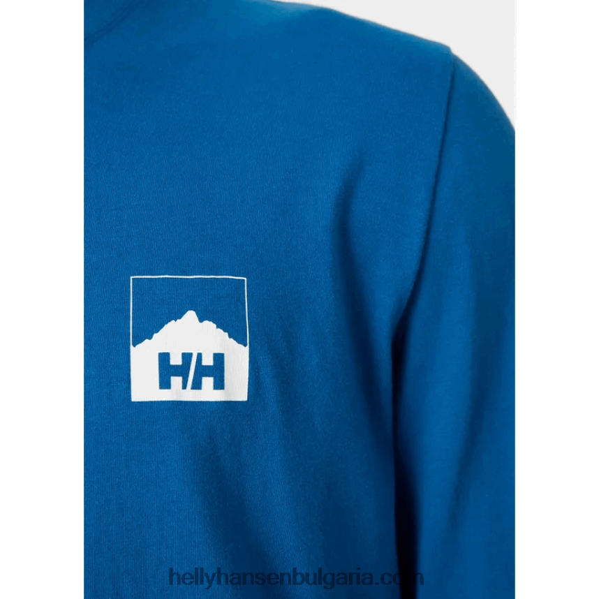 мъже мъжка тениска с дълъг ръкав с графика Nord 80V22D910 военноморски флот Helly-Hansen