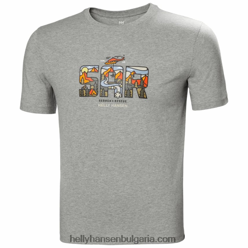 мъже мъжка тениска f2f от органичен памук 80V22D891 сиво мел кв Helly-Hansen