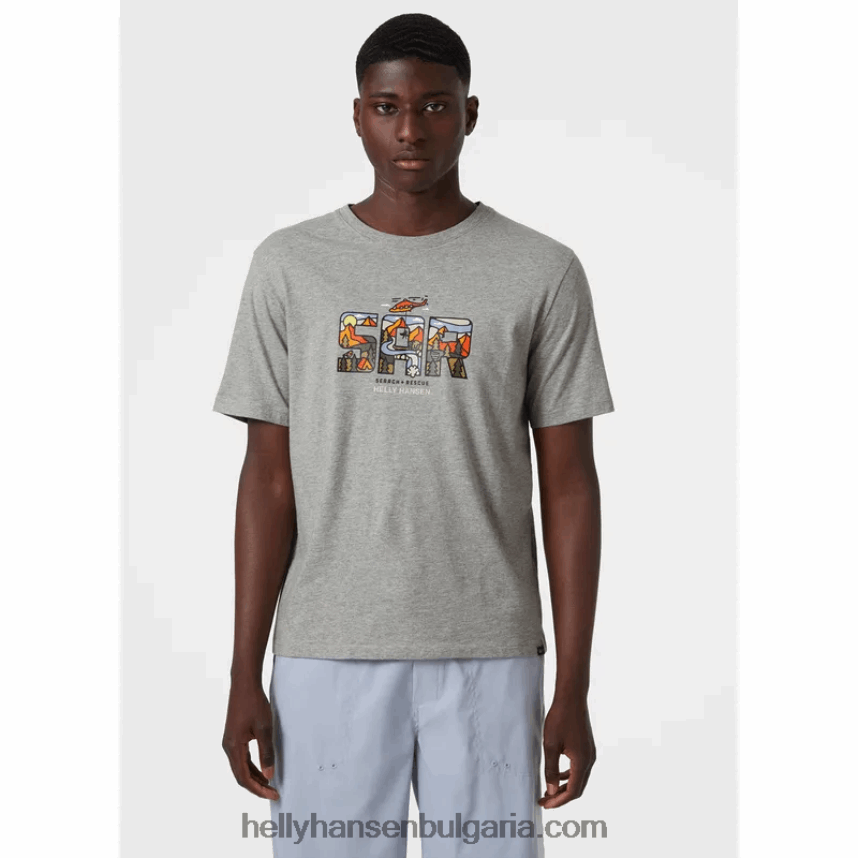 мъже мъжка тениска f2f от органичен памук 80V22D891 сиво мел кв Helly-Hansen