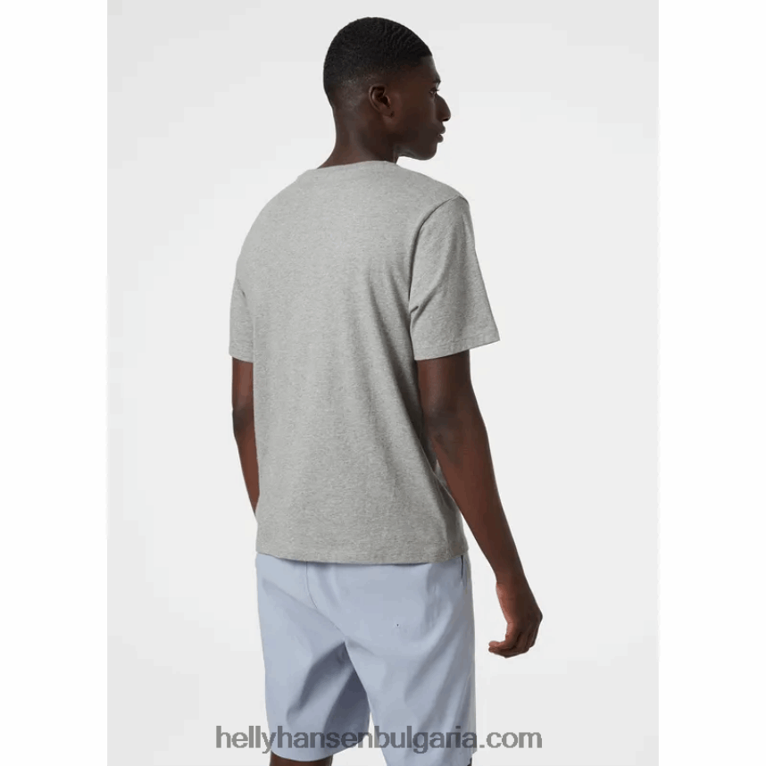 мъже мъжка тениска f2f от органичен памук 80V22D891 сиво мел кв Helly-Hansen