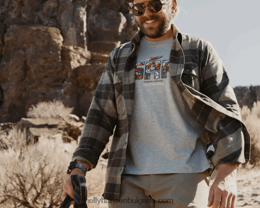 мъже мъжка тениска f2f от органичен памук 80V22D891 сиво мел кв Helly-Hansen