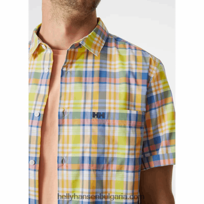 мъже мъжка бързосъхнеща риза с къс ръкав fjord 2.0 80V22D904 черен Helly-Hansen