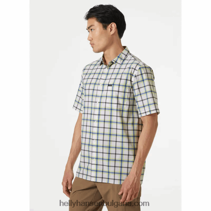 мъже мъжка бързосъхнеща риза с къс ръкав fjord 2.0 80V22D906 светло син Helly-Hansen