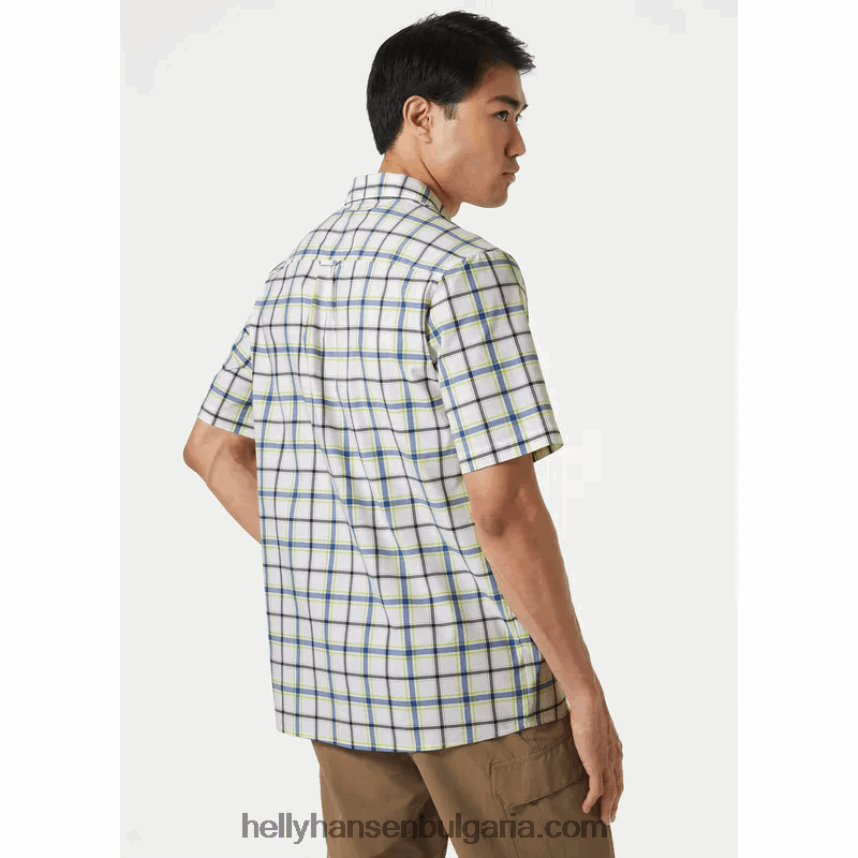 мъже мъжка бързосъхнеща риза с къс ръкав fjord 2.0 80V22D906 светло син Helly-Hansen