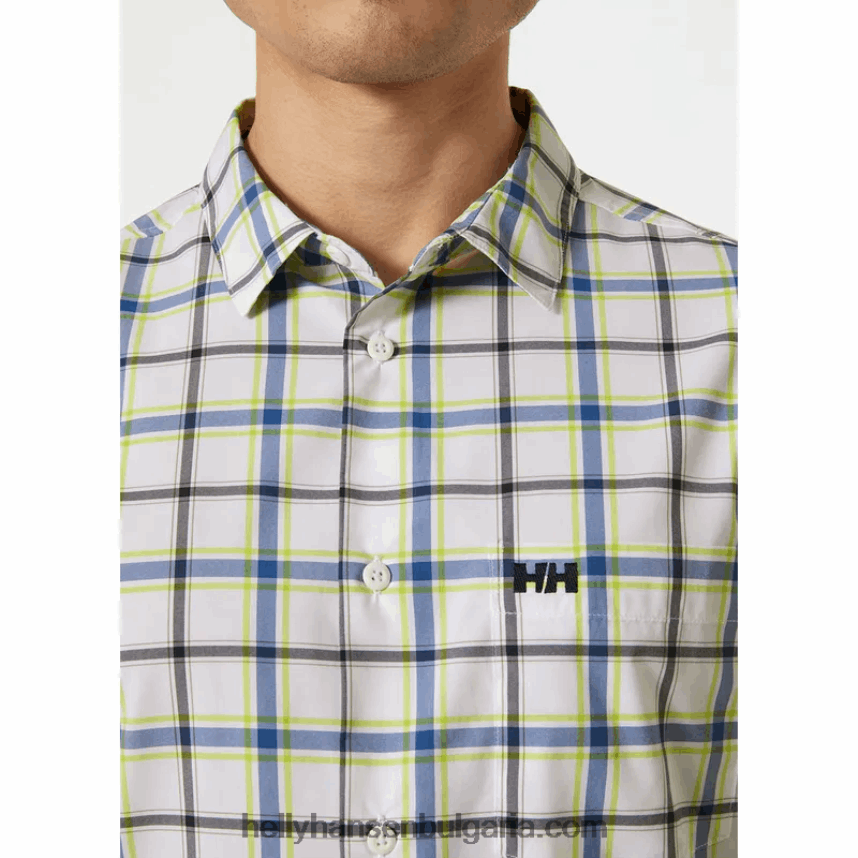 мъже мъжка бързосъхнеща риза с къс ръкав fjord 2.0 80V22D906 светло син Helly-Hansen