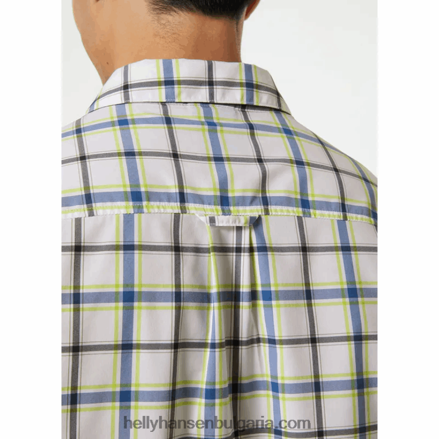 мъже мъжка бързосъхнеща риза с къс ръкав fjord 2.0 80V22D906 светло син Helly-Hansen