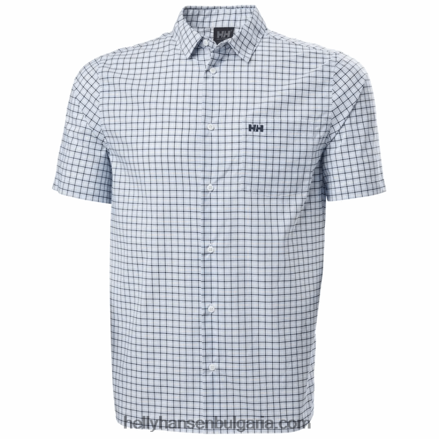 мъже мъжка бързосъхнеща риза с къс ръкав fjord 2.0 80V22D907 азурит Helly-Hansen