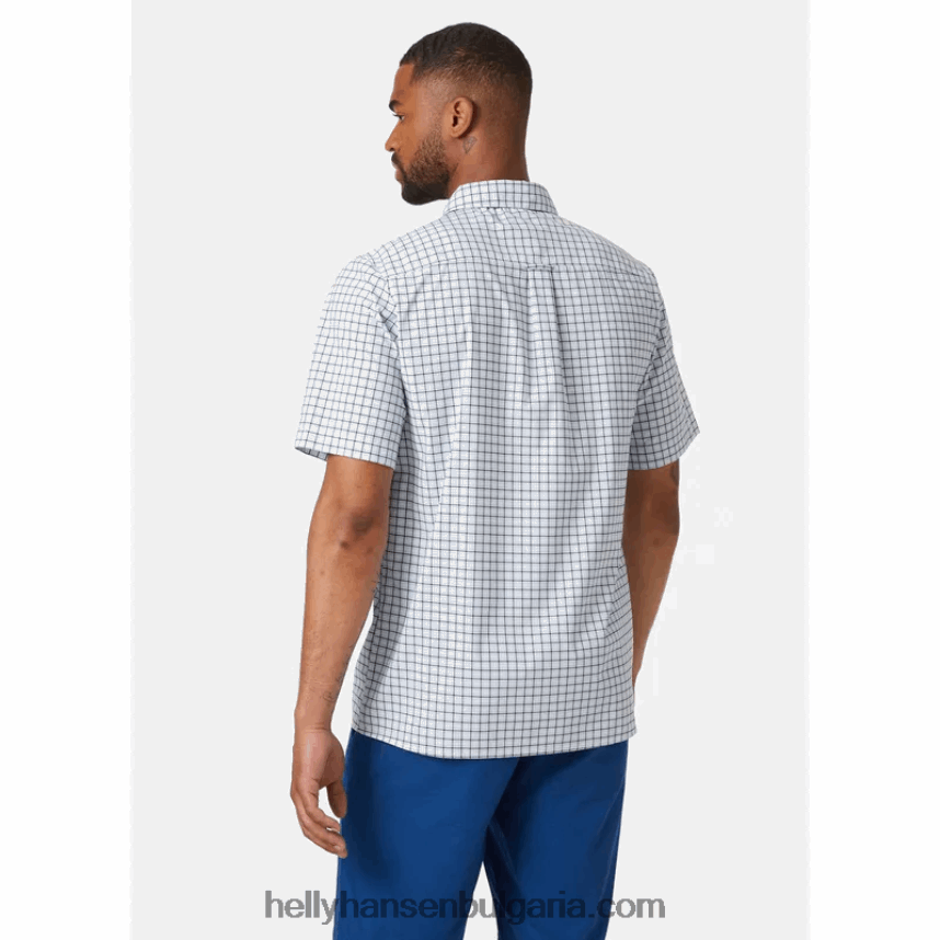 мъже мъжка бързосъхнеща риза с къс ръкав fjord 2.0 80V22D907 азурит Helly-Hansen