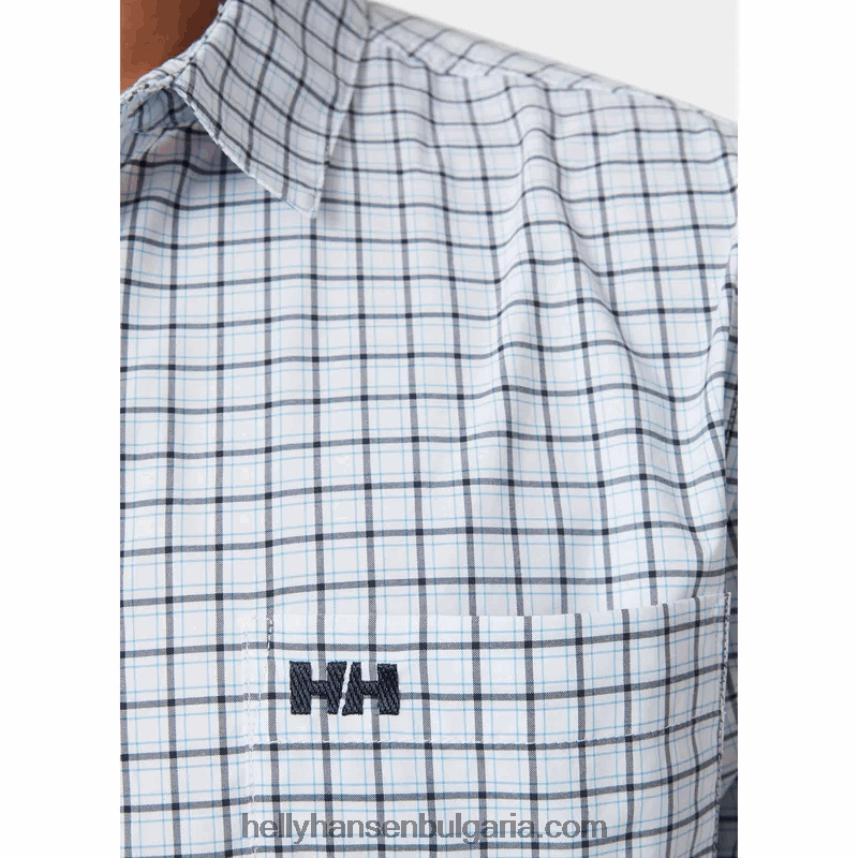 мъже мъжка бързосъхнеща риза с къс ръкав fjord 2.0 80V22D907 азурит Helly-Hansen