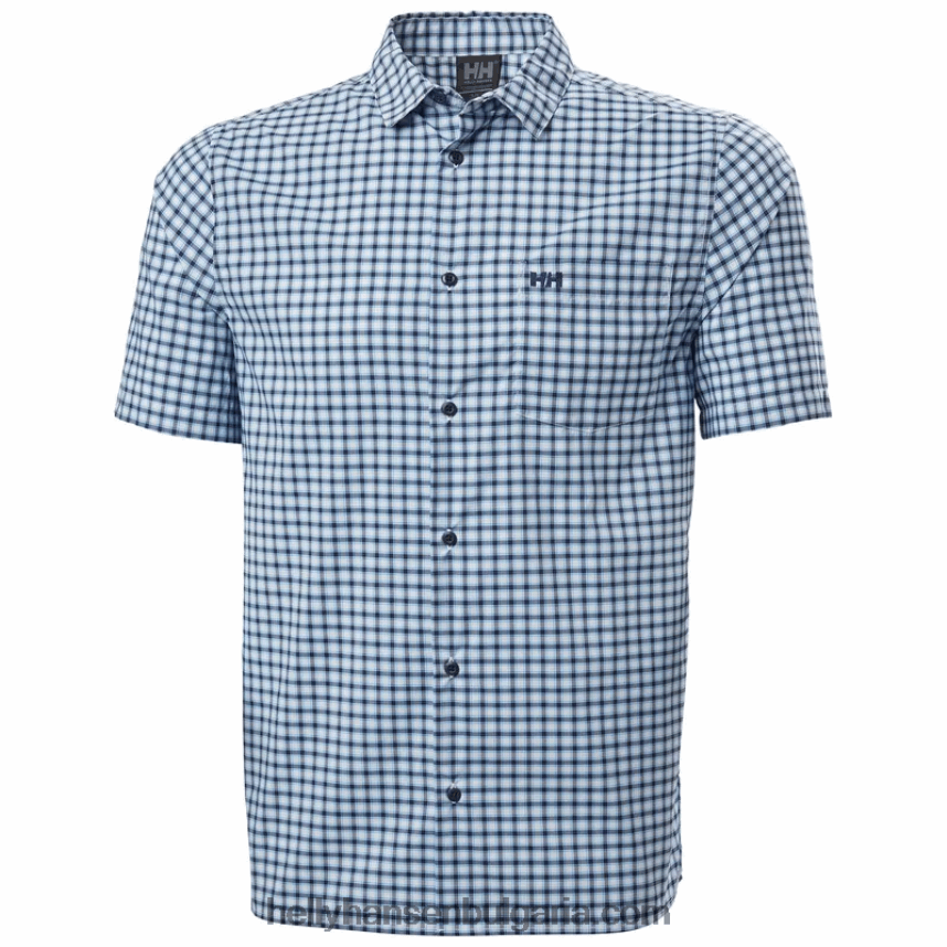 мъже мъжка бързосъхнеща риза с къс ръкав fjord 2.0 80V22D909 военноморски флот Helly-Hansen