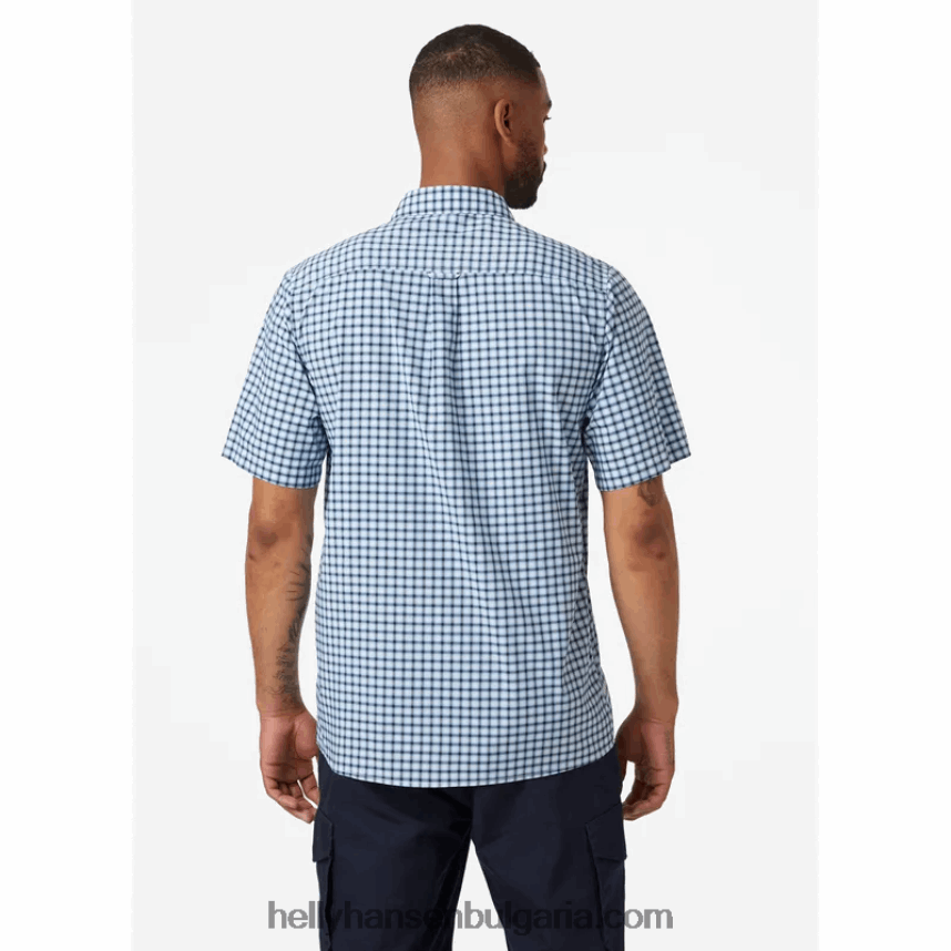 мъже мъжка бързосъхнеща риза с къс ръкав fjord 2.0 80V22D909 военноморски флот Helly-Hansen