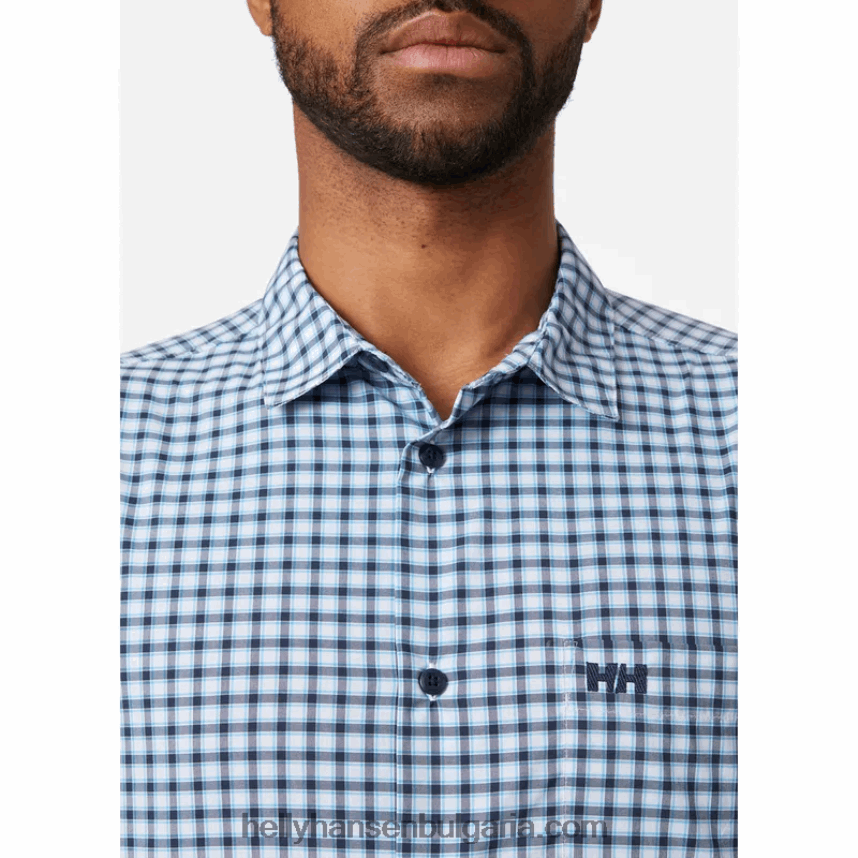 мъже мъжка бързосъхнеща риза с къс ръкав fjord 2.0 80V22D909 военноморски флот Helly-Hansen