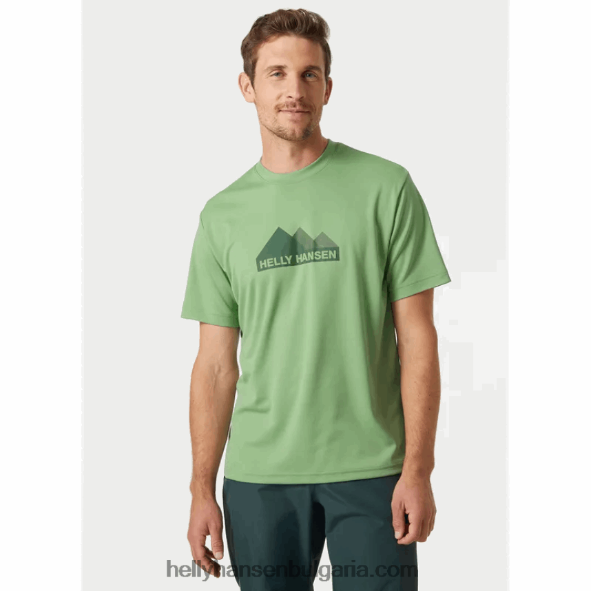 мъже мъжка тениска с графики hh tech 80V22D893 топла маслина Helly-Hansen
