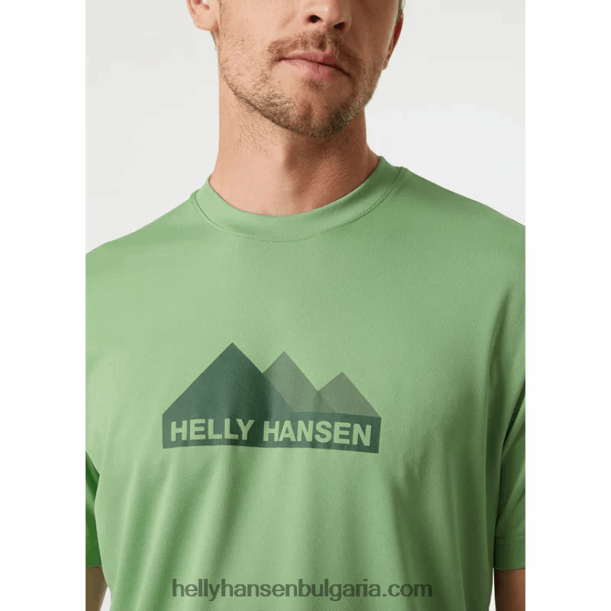мъже мъжка тениска с графики hh tech 80V22D893 топла маслина Helly-Hansen