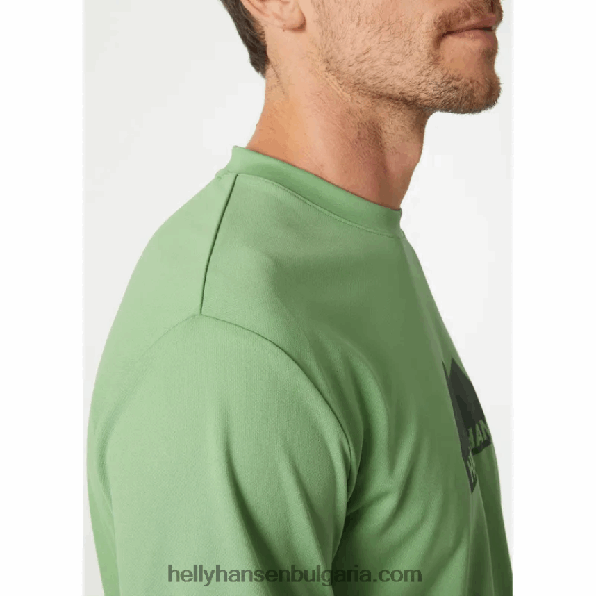 мъже мъжка тениска с графики hh tech 80V22D893 топла маслина Helly-Hansen