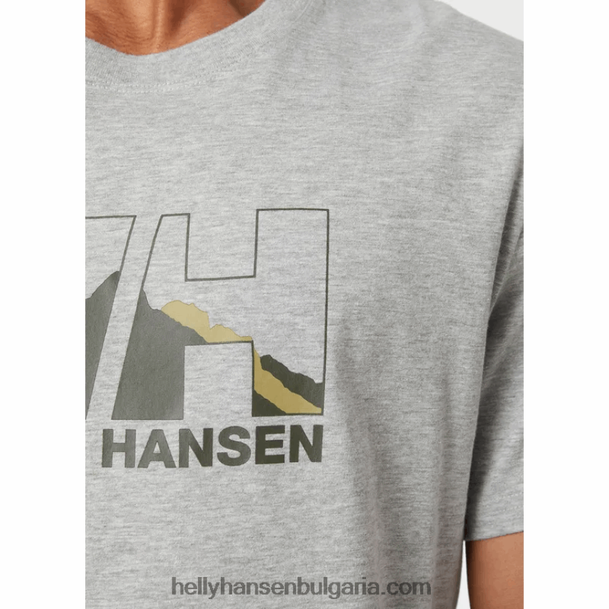 мъже мъжка тениска с графика nord 80V22D884 дълбок фиорд Helly-Hansen