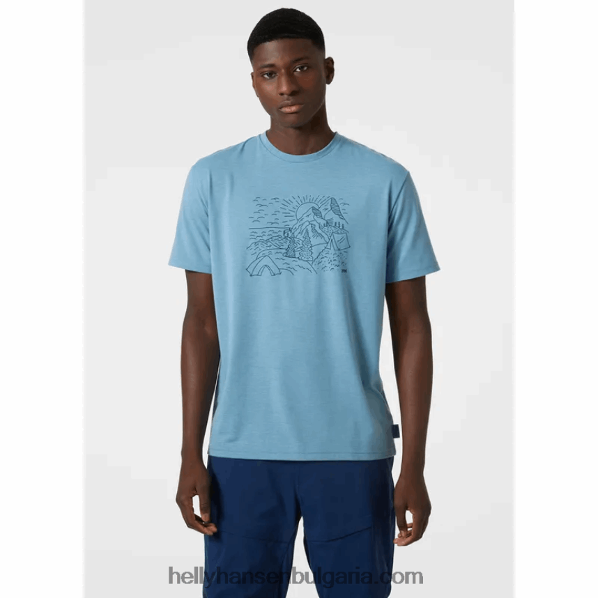 мъже мъжка тениска с рециклирана графика skog 80V22D846 океан Helly-Hansen