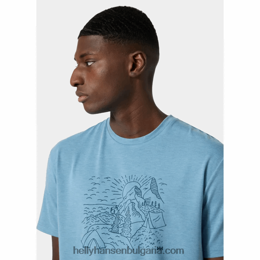 мъже мъжка тениска с рециклирана графика skog 80V22D846 океан Helly-Hansen
