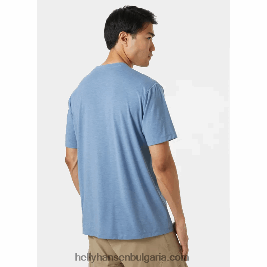 мъже мъжка тениска с рециклирана графика skog 80V22D847 синя мъгла ме Helly-Hansen