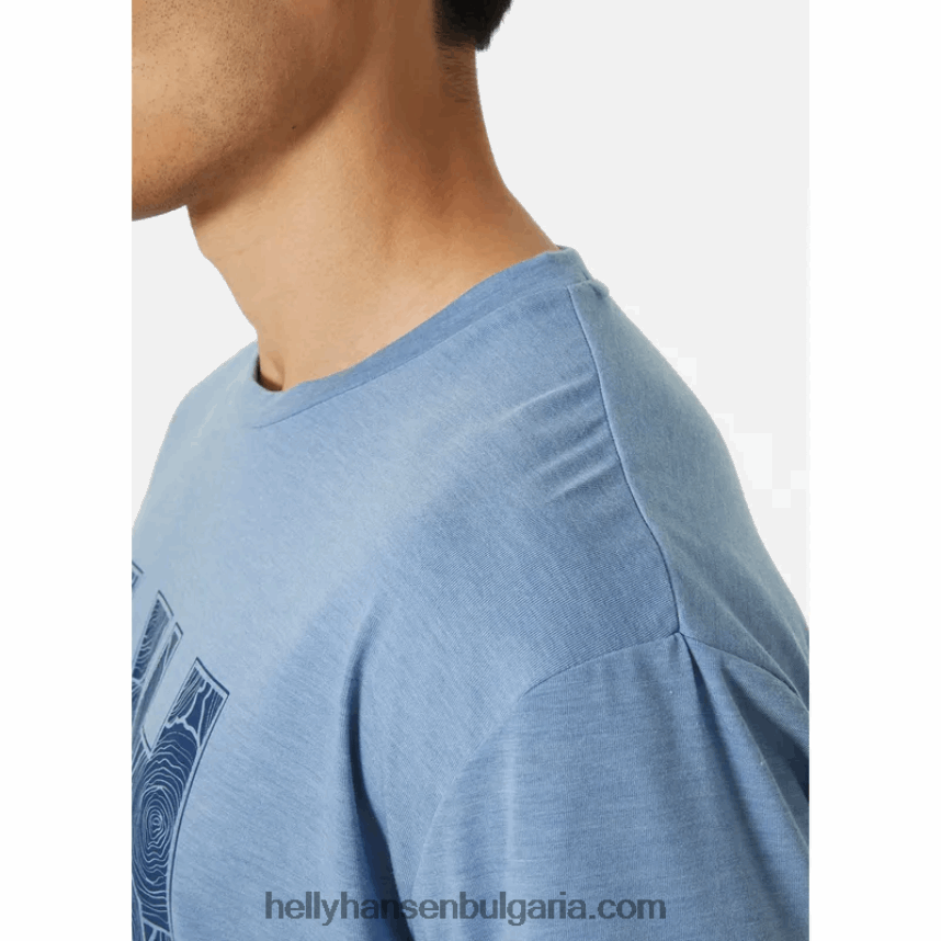 мъже мъжка тениска с рециклирана графика skog 80V22D847 синя мъгла ме Helly-Hansen
