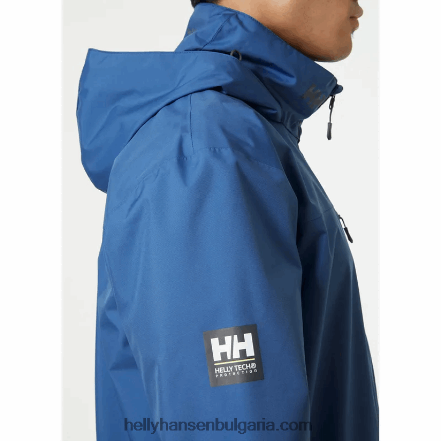 мъже мъжко яке за ветроходство с качулка 80V22D10 азурит Helly-Hansen