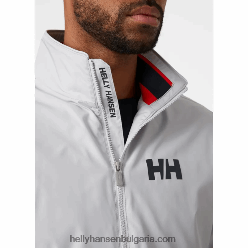 мъже мъжко яке за ветроходство от сол 80V22D115 сива мъгла Helly-Hansen