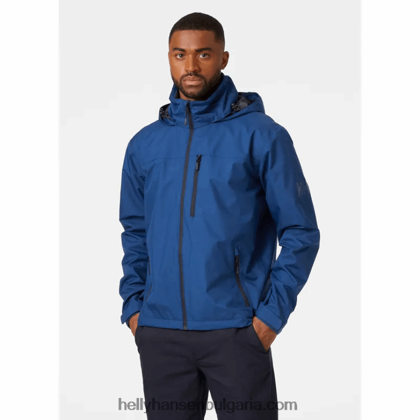 мъже мъжко яке за ветроходство с качулка 80V22D11 дълбок фиорд Helly-Hansen