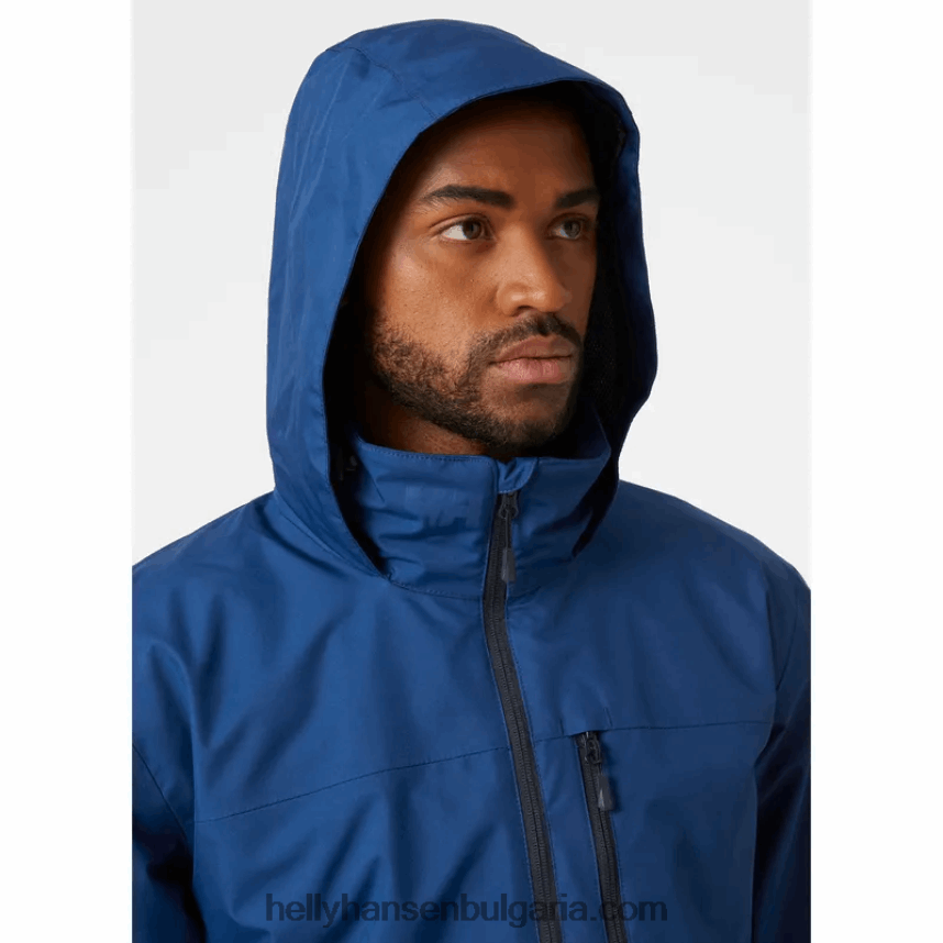 мъже мъжко яке за ветроходство с качулка 80V22D11 дълбок фиорд Helly-Hansen