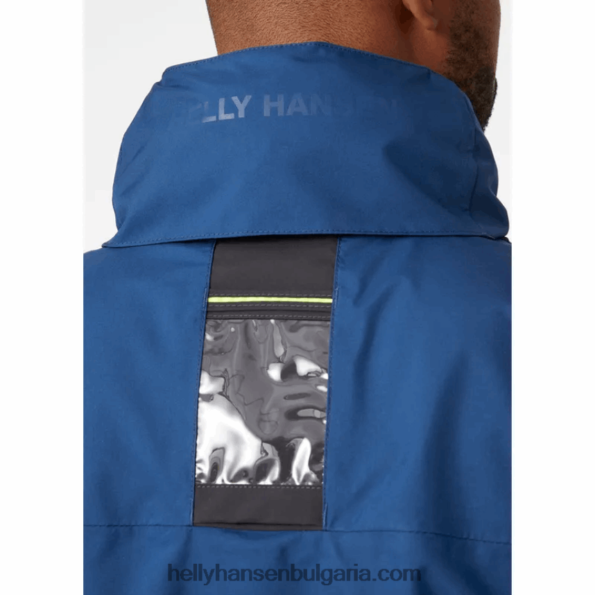 мъже мъжко яке за ветроходство с качулка 80V22D11 дълбок фиорд Helly-Hansen