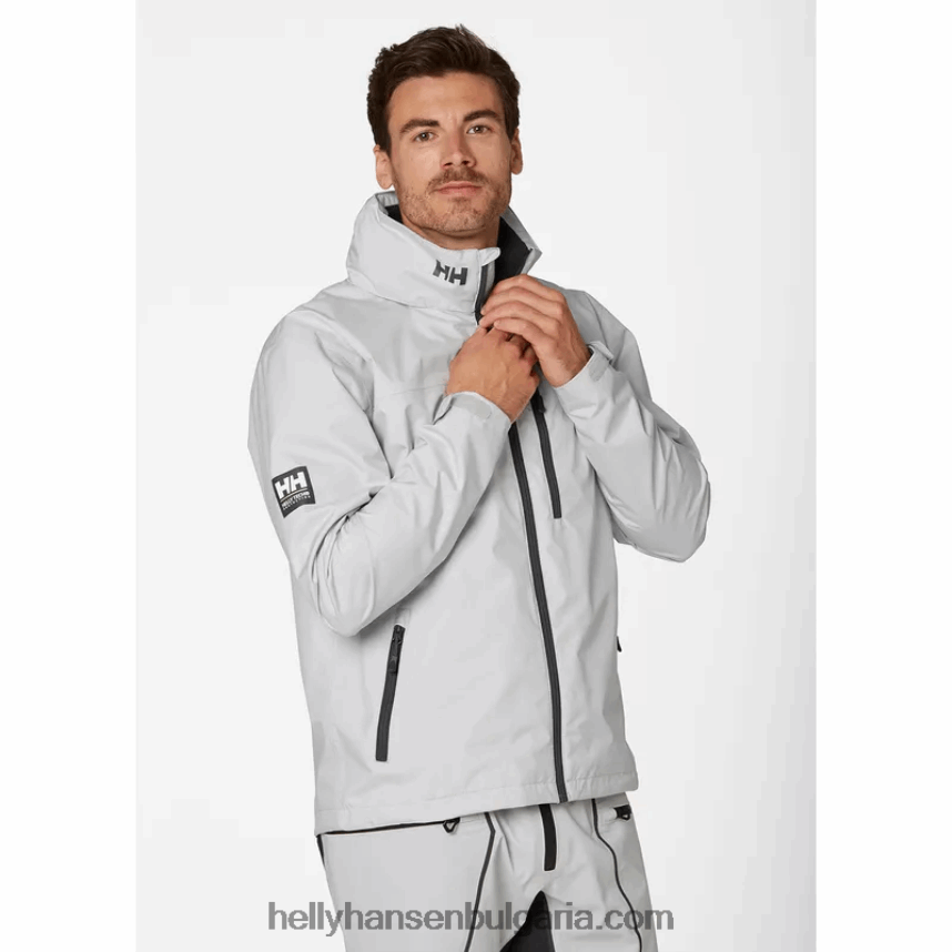 мъже мъжко яке за ветроходство с качулка 80V22D12 сива мъгла Helly-Hansen