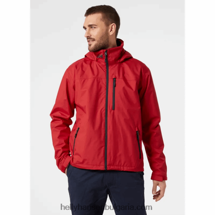 мъже мъжко яке за ветроходство с качулка 80V22D14 червен Helly-Hansen