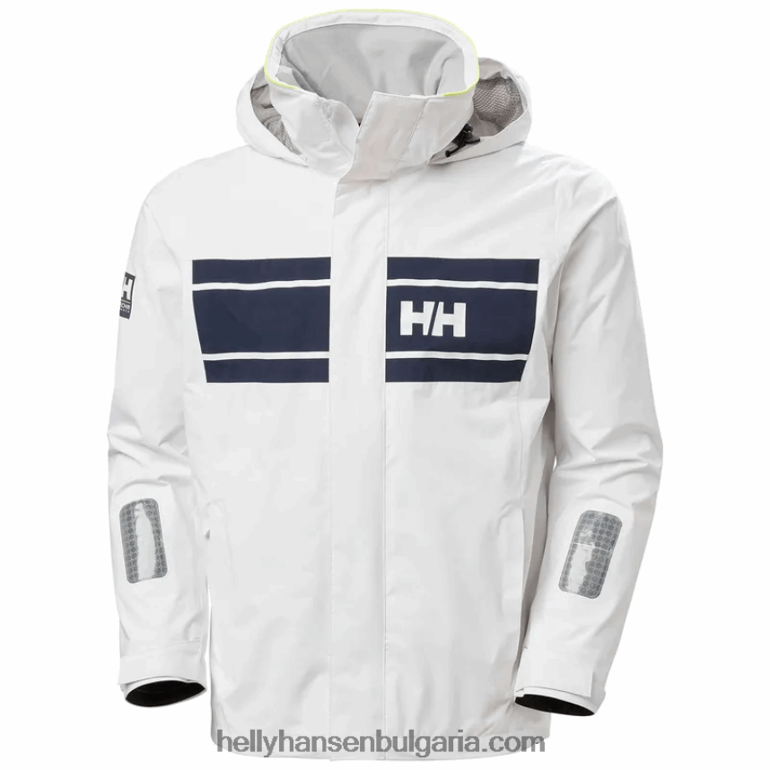 мъже мъжко яке Saltholm за ветроходство 80V22D109 бяло Helly-Hansen
