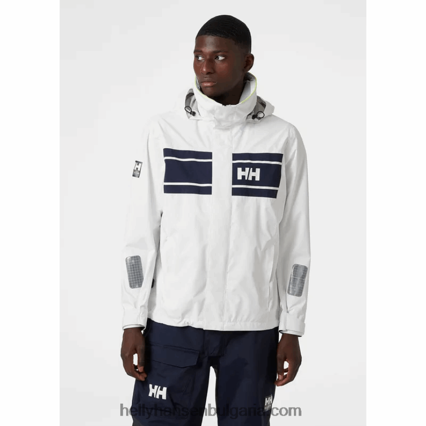 мъже мъжко яке Saltholm за ветроходство 80V22D109 бяло Helly-Hansen