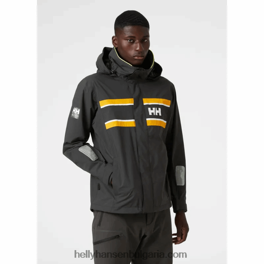 мъже мъжко яке Saltholm за ветроходство 80V22D110 абанос Helly-Hansen