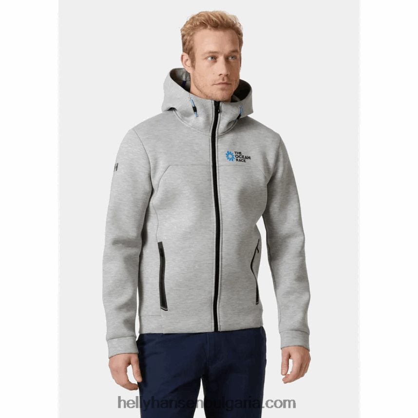 мъже мъжко яке с качулка the ocean race 80V22D101 сив меланг Helly-Hansen
